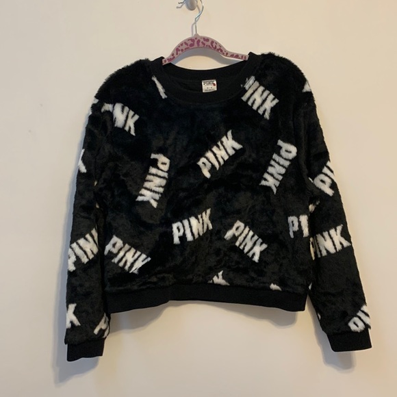 PINK Victoria's Secret Sweaters - PINK Victoria secret faux fur size medium sweater black and white